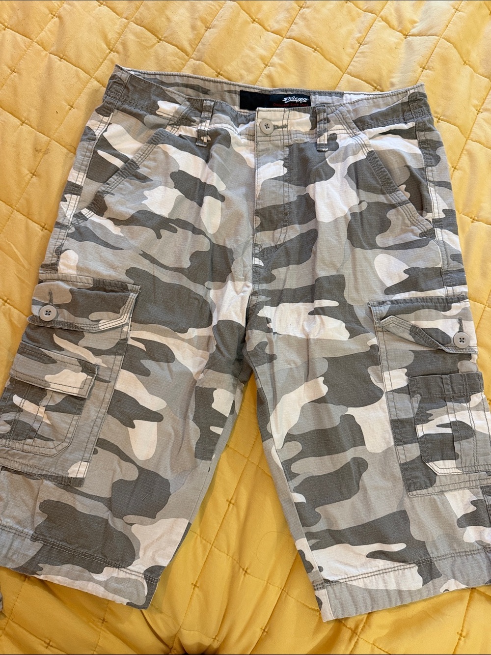 Plugg Grey & White Camo Men's Cargo Shorts